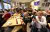 Crowd watching the leaders debate at the Free Press News Cafe, Thursday, September 17, 2015. (TREVOR HAGAN / WINNIPEG FREE PRESS)